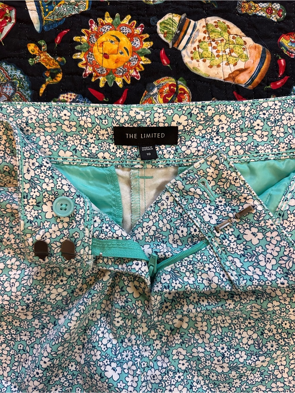 The Limited Petite Daisy Print Cotton Shorts - Light Blue and White EUC - Picture 2 of 6